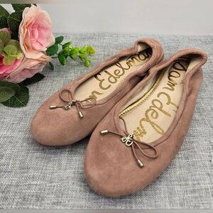 Sam Edelman Ballet Flats Womens‎ 6.5 Beige Brown Leather Felicia Shoes Bow